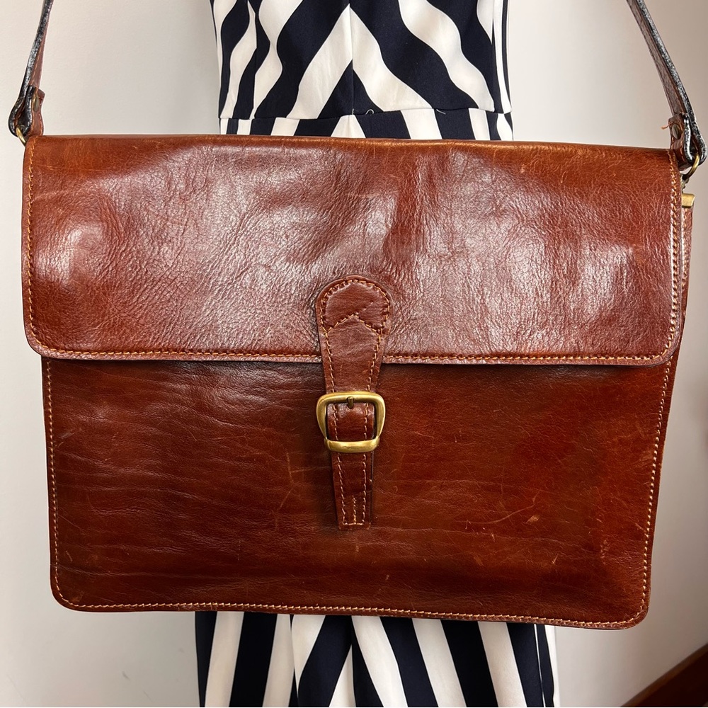 Vintage Old Angler Italian shoulder bag briefcase portfolio